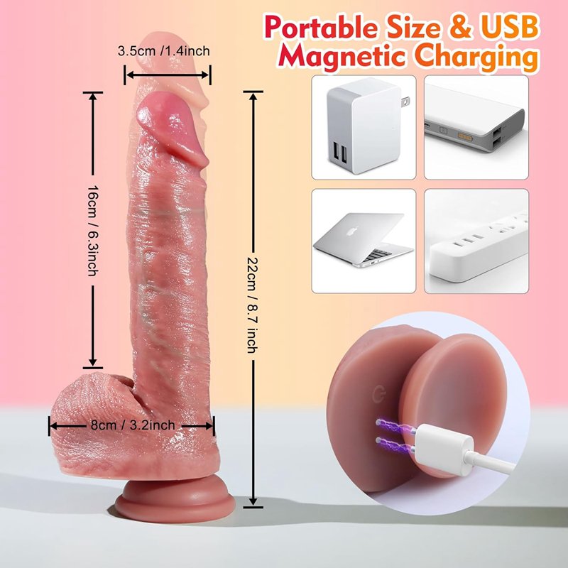 Premium Doku Teleskopik & Isıtmalı Vibratör - 9 Modlu Realistik Dildo Vibratör