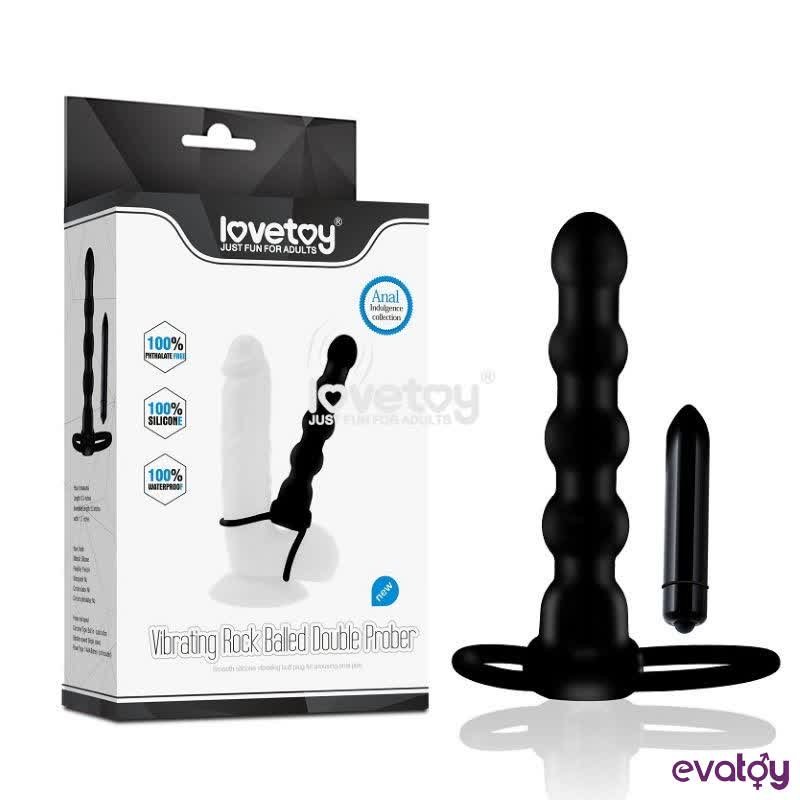 Evatoy Çift Kavrama Halkalı Titreşimli 14 cm Anal Plug Vibratör Mastürbatör