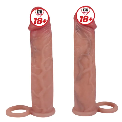 Evatoy 19 Cm Halkalı Ultra Çift Katmanlı Testisli Penis Kılıfı