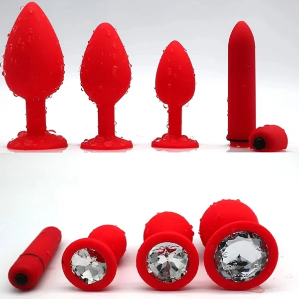 Evatoy Diamond Vibratörlü Anal Plug Seti - Görsel 6