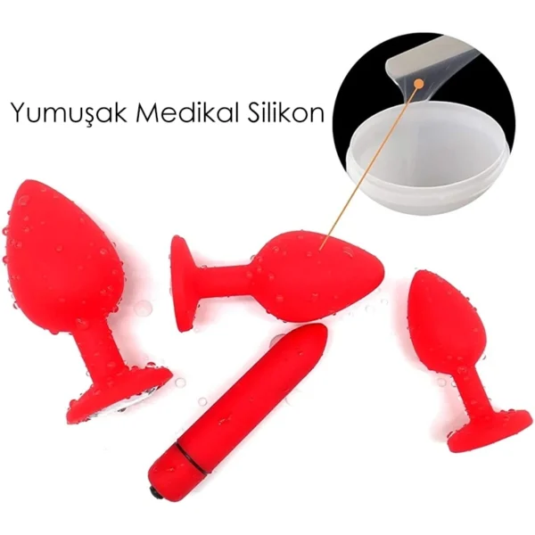 Evatoy Diamond Vibratörlü Anal Plug Seti - Görsel 2