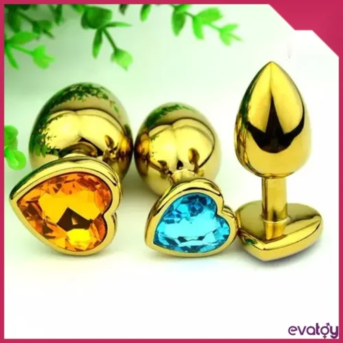 Evatoy 3’lü Kalp Şekilli Gold (Altın) Renk Anal Plug