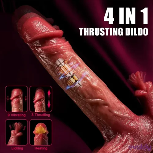 Evatoy Tongued Hareketli Isıtmalı Rotasyonlu Titreşimli Dildo