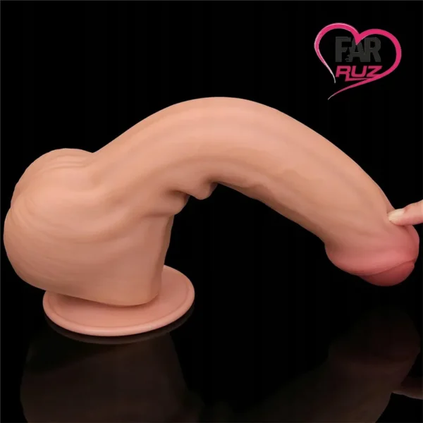 Lovetoy 29 Cm Çift Katmanlı Kayar Derili Dildo - Görsel 4