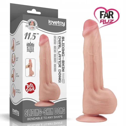 Lovetoy 29 Cm Çift Katmanlı Kayar Derili Dildo