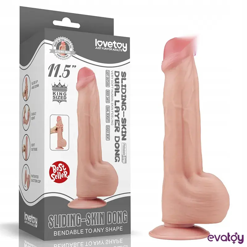 Lovetoy 29 Cm Çift Katmanlı Kayar Derili Dildo
