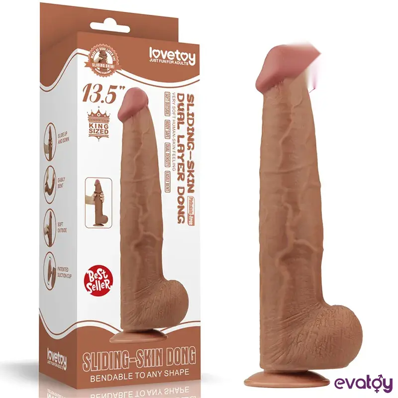 Lovetoy 34 Cm Çift Katmanlı Kayar Derili Melez Dildo