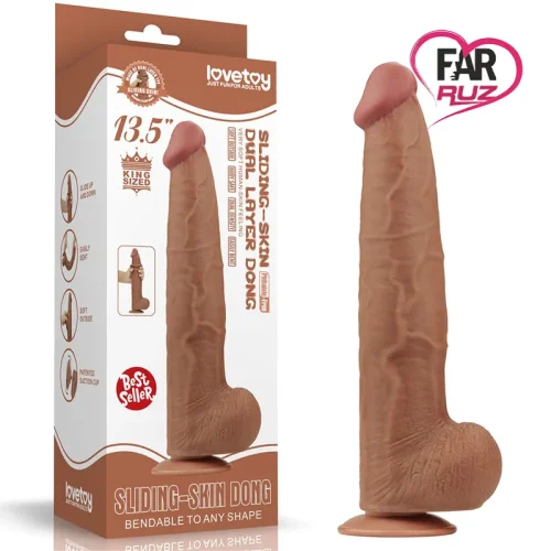 Lovetoy 34 Cm Çift Katmanlı Kayar Derili Melez Dildo