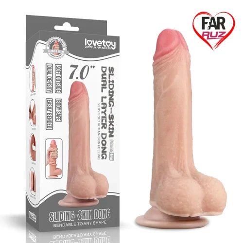 LoveToy Sliding 17.5 Cm. Çift Katmanlı Dildo