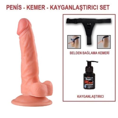 19,5 cm Belden Bağlamalı Realistik Vantuzlu Dildo Penis – SM0143B