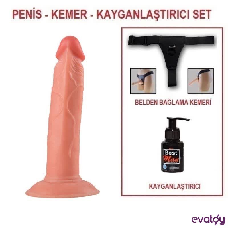 Evatoy 19 cm Belden Bağlamalı Realistik Vantuzlu Testissiz Dildo Penis