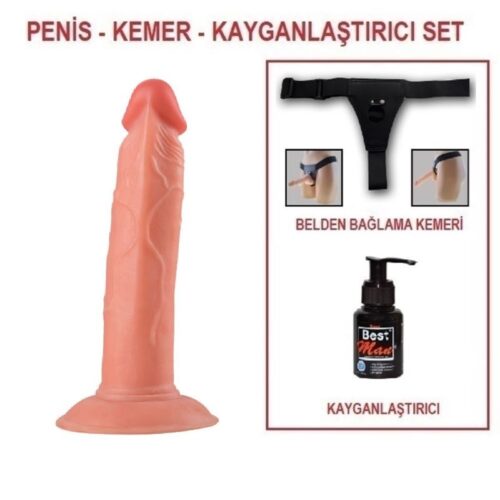 19 cm Belden Bağlamalı Realistik Vantuzlu Testissiz Dildo Penis – SM019B