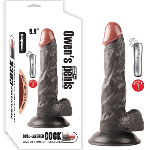 25 cm.Owen Titreşimli Realistik Dildo Penis Siyah – SM024-V-BLACK