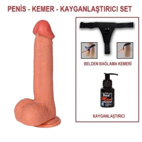 23 cm Belden Bağlamalı Realistik Dildo Penis Set – SM1045B