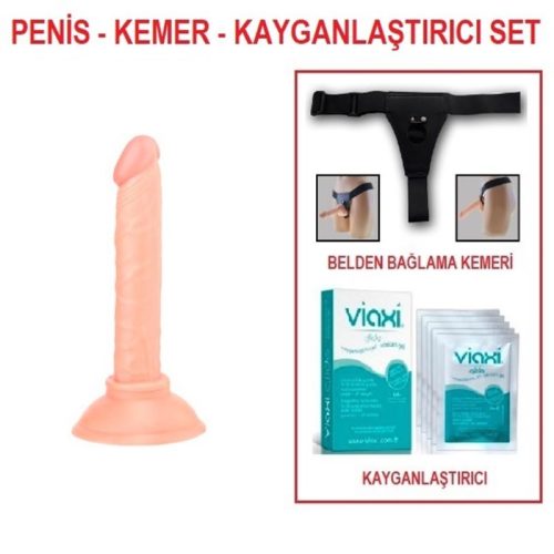 Shin 15 Cm Belden Bağlamalı Dildo Set