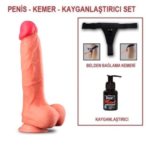 Yeni Nesil Çift Katmanlı Belden Bağlamalı 25 cm Realistik Dildo Penis – SM411010B