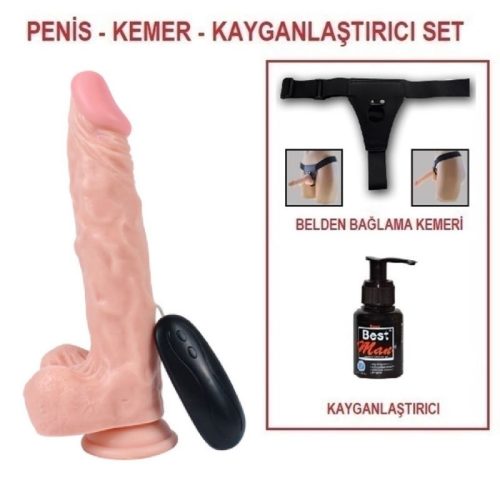 Evatoy 22,5 cm Belden Bağlamalı Gerçekçi Titreşimli Dildo Vibratör Penis