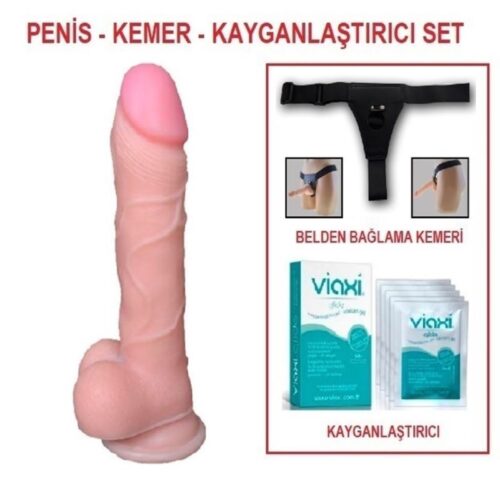 19,5 cm Belden Bağlamalı Realistik Dildo Penis Set – SM6009B