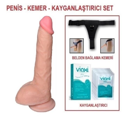 24,5 cm Belden Bağlamalı Realistik Dildo Penis Set – SM6017B