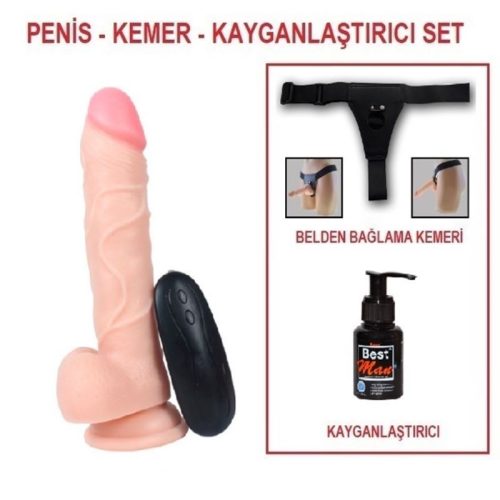 Evatoy 21 cm Belden Bağlamalı Titreşimli Realistik Dildo Penis Set