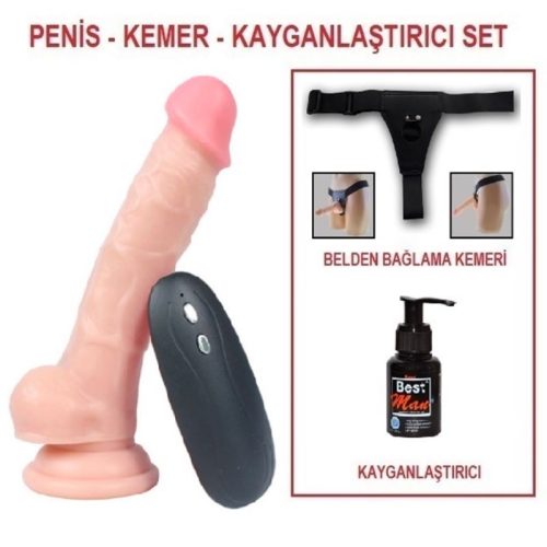 Evatoy 17 cm Belden Bağlamalı Titreşimli Realistik Dildo Penis Set