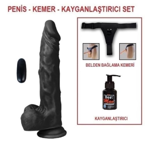 Evatoy 21 cm Belden Bağlamalı Titreşimli Gerçekçi Silikon Zenci Penis Set