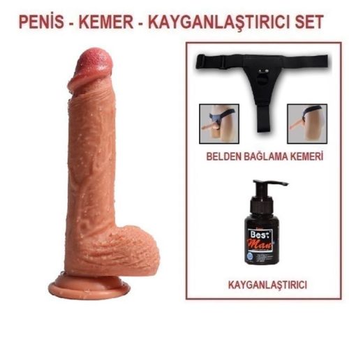 Evatoy 22 cm Belden Bağlamalı Çift Katmanlı Realistik Dildo Penis Set