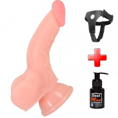 Evatoy 17 cm Belden Bağlamalı Realistik Eğik Penis Dildo